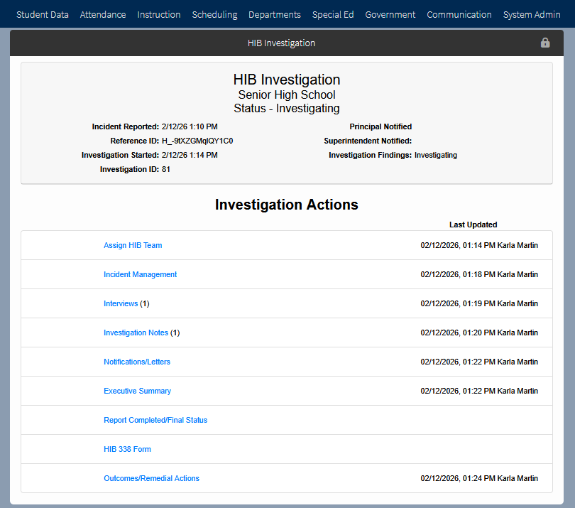 Realtime's Harrassment, Intimidation and Bullying (HIB) Interface