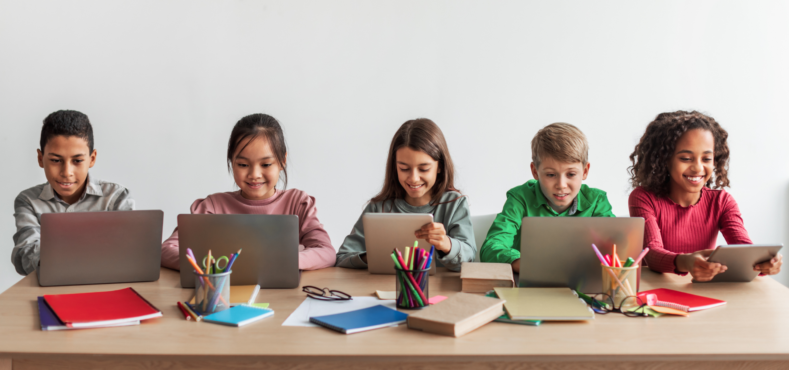 students working on laptops