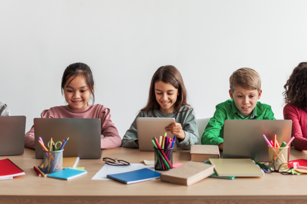 students working on laptops