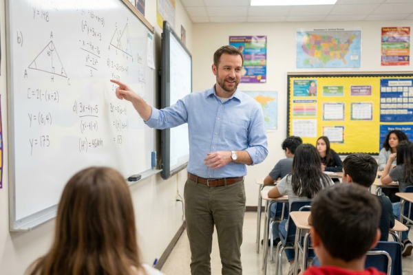 Math Teacher in front of class